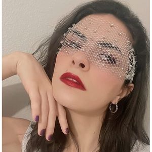🆕 Crown Headpiece Eye Veil Rhinestone Face Fascinator